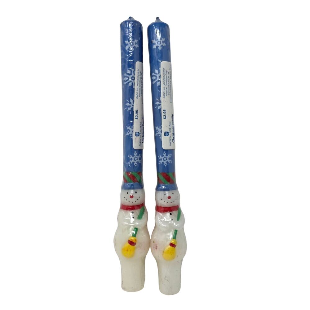 Vintage Snowman Taper Candles Pair American Greetings Christmas Candles 10 Inch